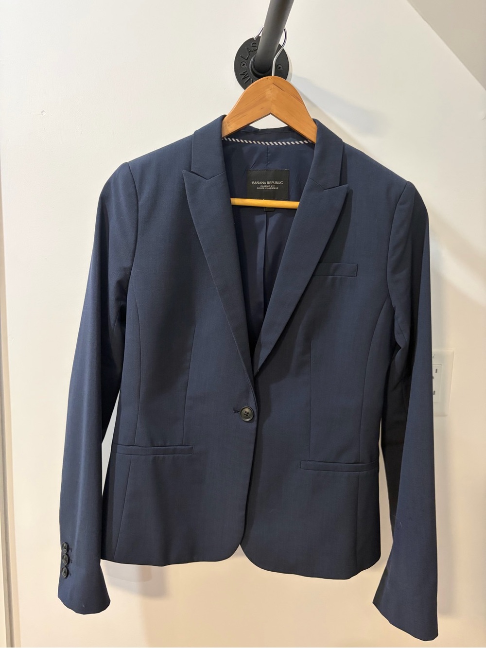 Banana Republic Dark Navy Single-Button Tailored Blazer